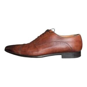 Santoni Brown Leather Cap Toe Oxford Dress Shoes | Size 12